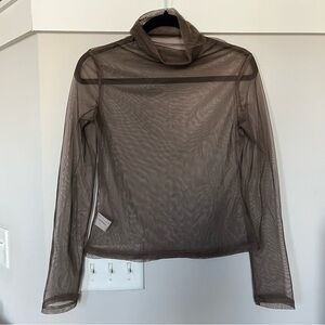Commense Sheer Brown Turtleneck Top Size S
